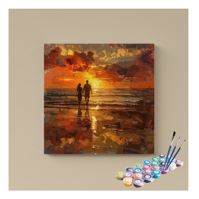 DIY Painting Kit -Sunset Stroll by the Beach Paint by Numbers Kit