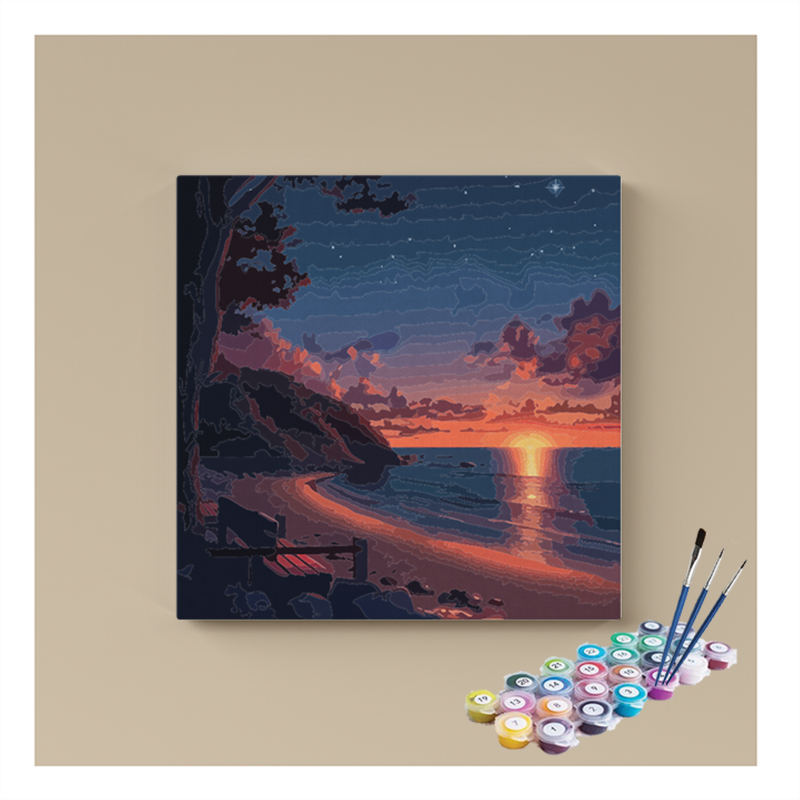 DIY Painting Kit -Tranquil Sunset Beach Paint by Numbers Kit