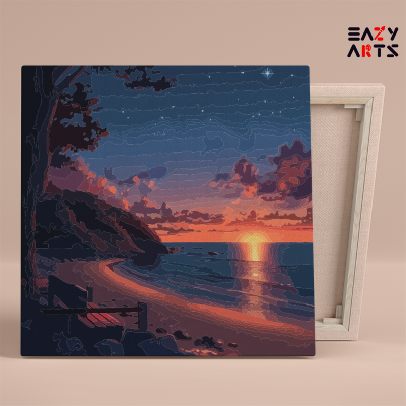 DIY Paint by numbers kit - Tranquil Sunset Beach Paint by Numbers Kit