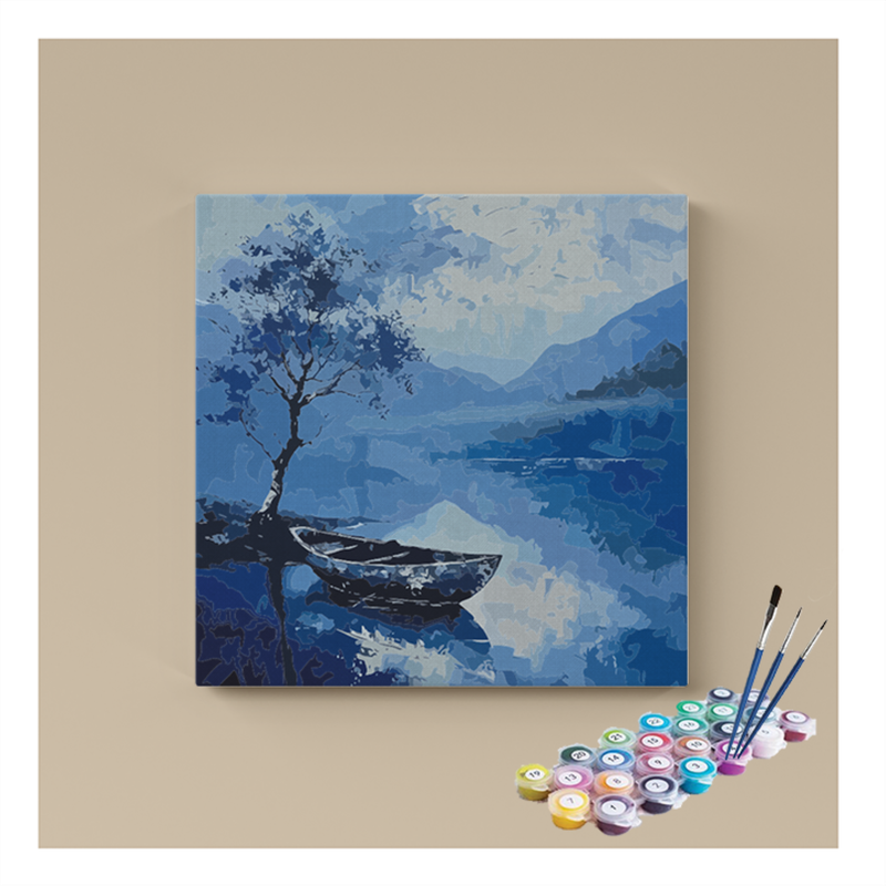 DIY Painting Kit -Serene Boat & Blue Lake Paint by Numbers Kit