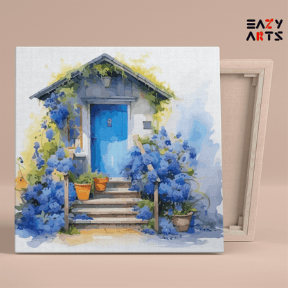 DIY Paint by numbers kit - Cottage Garden with Blue Blooms Paint by Numbers Kit