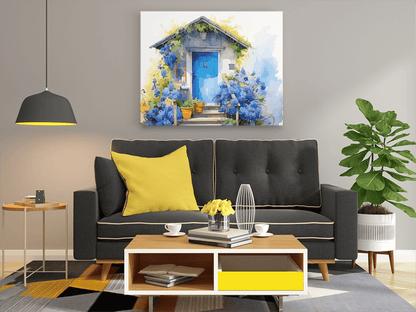 DIY PBN Kit - Cottage Garden with Blue Blooms Paint by Numbers Kit