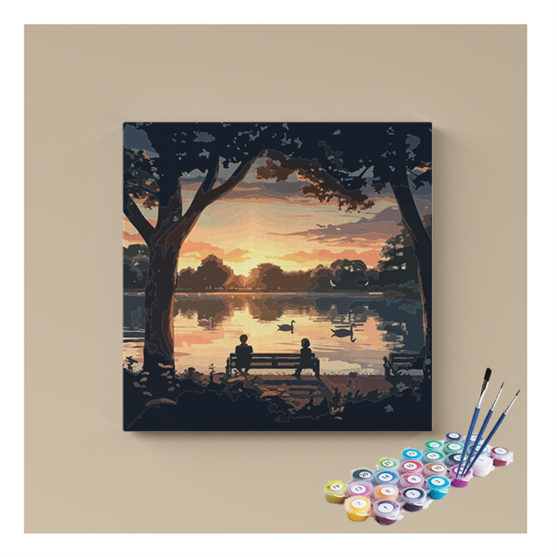 DIY Painting Kit -Sunset View Serenity by the Lake Paint by Numbers Kit