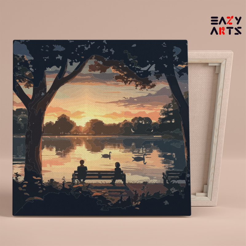 DIY Paint by numbers kit - Sunset View Serenity by the Lake Paint by Numbers Kit