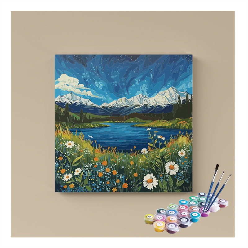 DIY Painting Kit -Alpine Meadow Landscape Paint by Numbers Kit