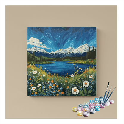 DIY Painting Kit -Alpine Meadow Landscape Paint by Numbers Kit