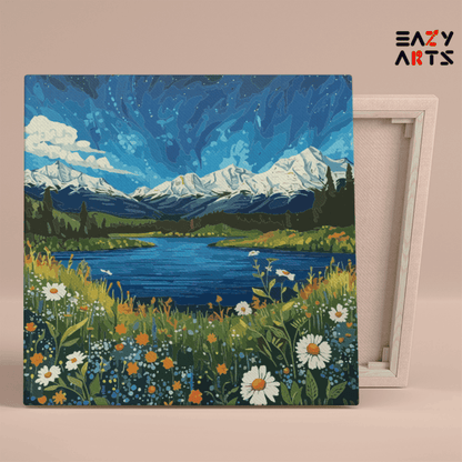 DIY Paint by numbers kit - Alpine Meadow Landscape Paint by Numbers Kit