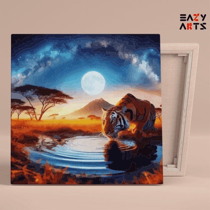 DIY Paint by numbers kit - Moonlit Savannah Tiger Paint by Numbers Kit