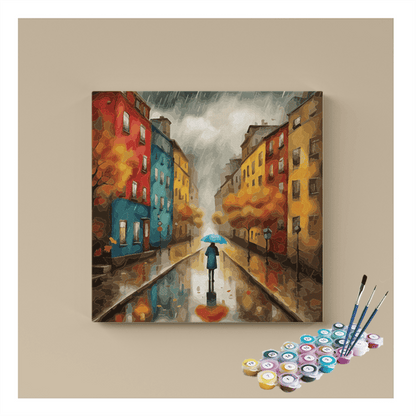 DIY Painting Kit -Rainy Day Walk Paint by Numbers Kit
