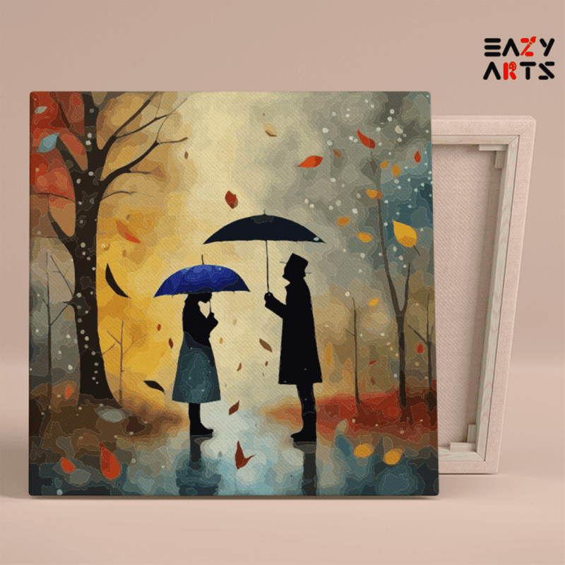 DIY Paint by numbers kit - Lovers Under Umbrella: Autumn Romance Paint by Numbers Kit