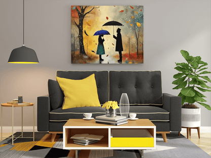 DIY PBN Kit - Lovers Under Umbrella: Autumn Romance Paint by Numbers Kit