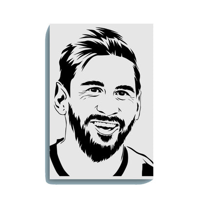 Smiling Lionel Messi Canvas DIY Painting – Glow in the Dark Kit for Football Fans | Eazy Arts DIY Art Set with Brushes, Glow Paint & Black Paint (Blue/Cyan/Green Glow Options) - GID-FAN-011