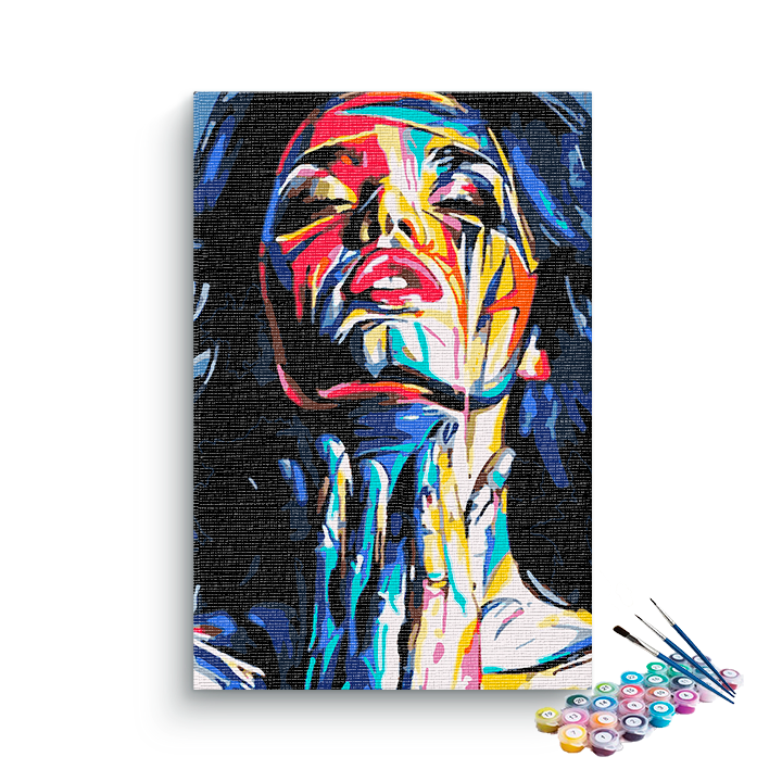 Women face abstract colorful PBN kit