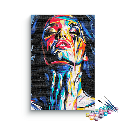 Women face abstract colorful PBN kit