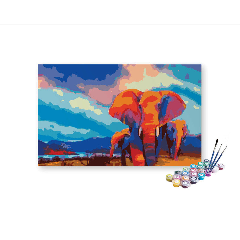 Elephants In Jungle paint by numbers