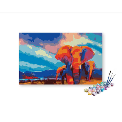 Elephants In Jungle paint by numbers