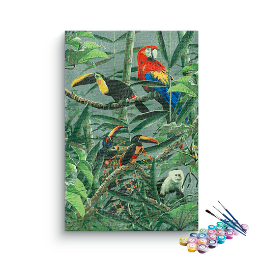 Birds and Monkey In Jugle PBN kit