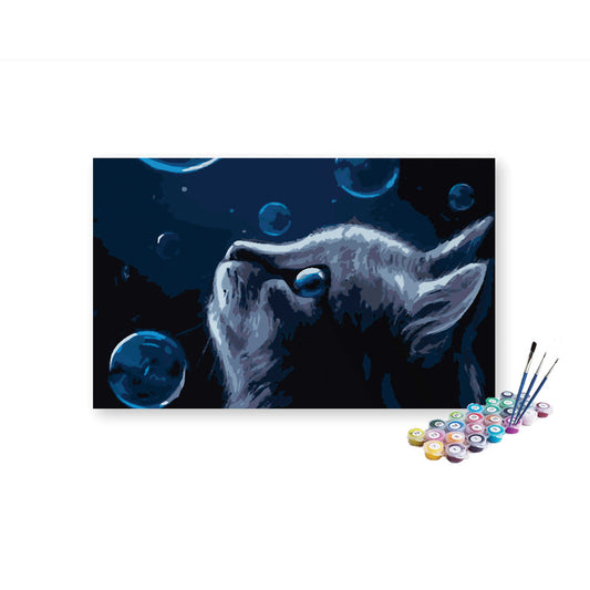 Cat With Bubbles paint by numbers kit