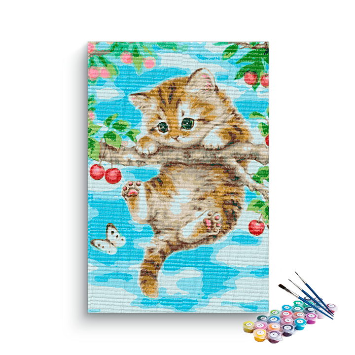Kitten Hanging On a Tree PBN kit