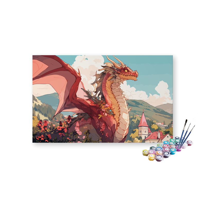 DIY Painting Kit -Angry Red Dragon Paint by Numbers Kit