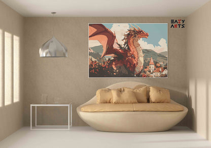 DIY Paint by numbers kit - Angry Red Dragon Paint by Numbers Kit