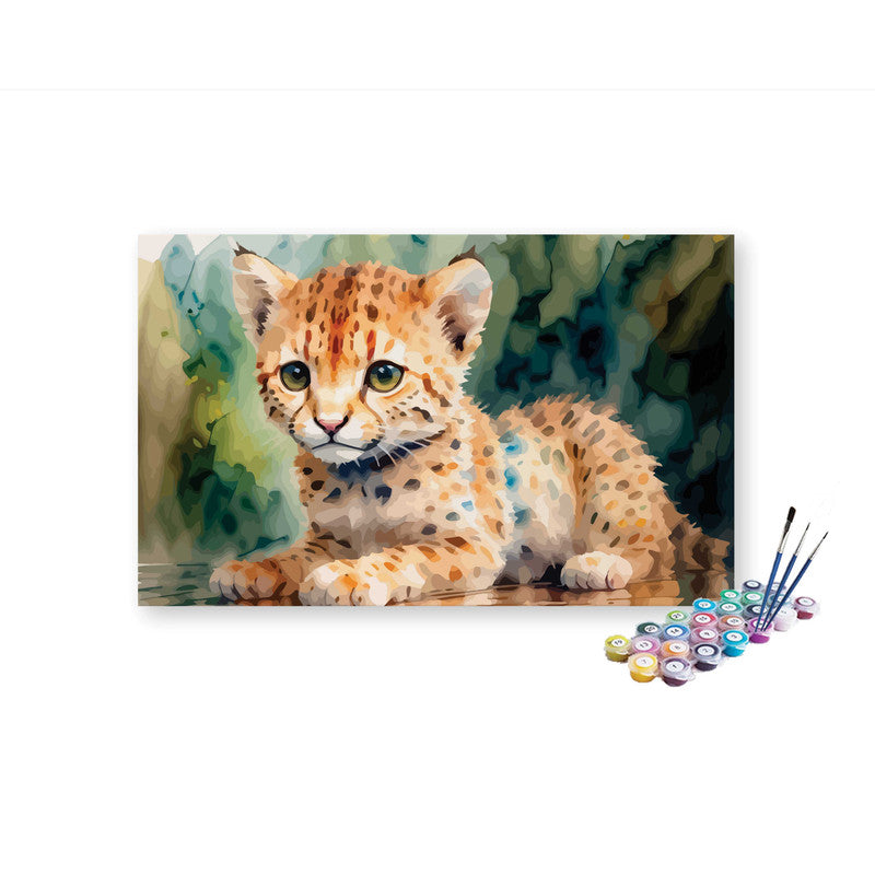 DIY Painting Kit -Cute Baby Jaguar Sitting Paint by Numbers Kit