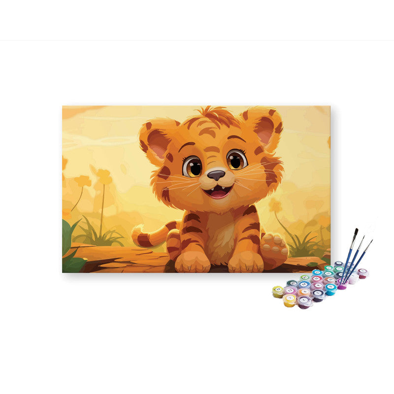 DIY Painting Kit -Attractive Baby Tiger Sitting Paint by Numbers Kit