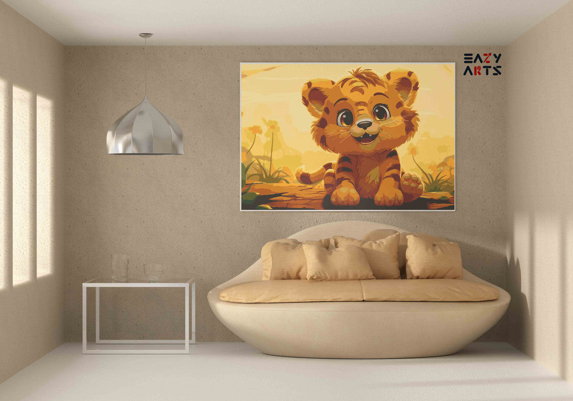 DIY Paint by numbers kit - Attractive Baby Tiger Sitting Paint by Numbers Kit
