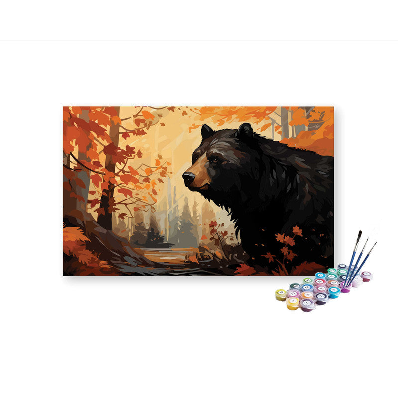 DIY Painting Kit -Black Bear in river Paint by Numbers Kit