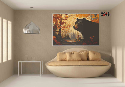 DIY Paint by numbers kit - Black Bear in river Paint by Numbers Kit