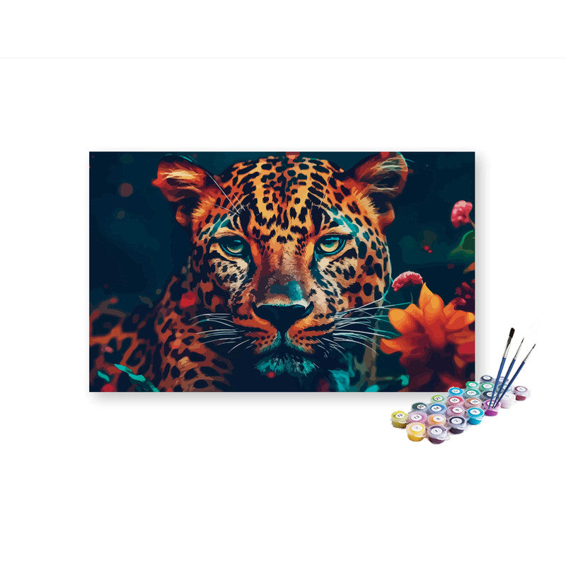DIY Painting Kit -Colorful Jaguar Sitting Paint by Numbers Kit