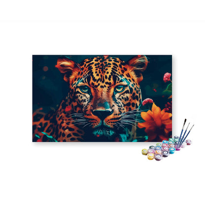 DIY Painting Kit -Colorful Jaguar Sitting Paint by Numbers Kit