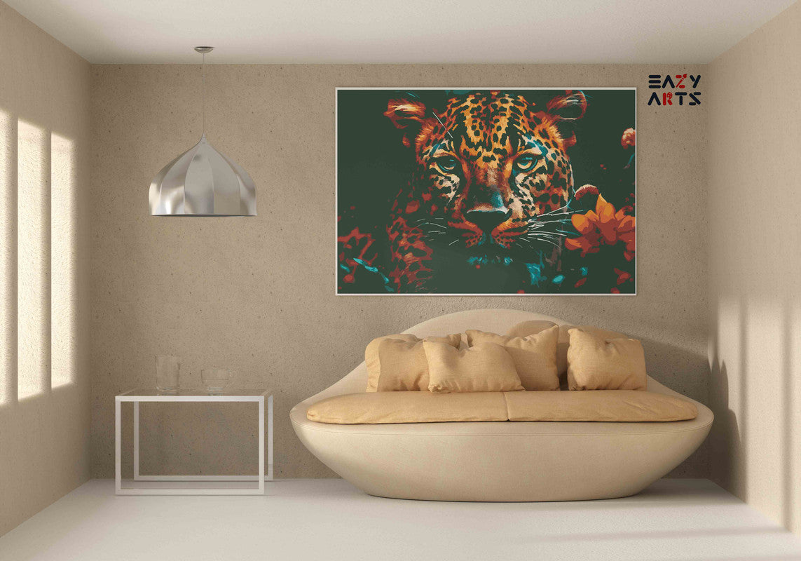 DIY Paint by numbers kit - Colorful Jaguar Sitting Paint by Numbers Kit