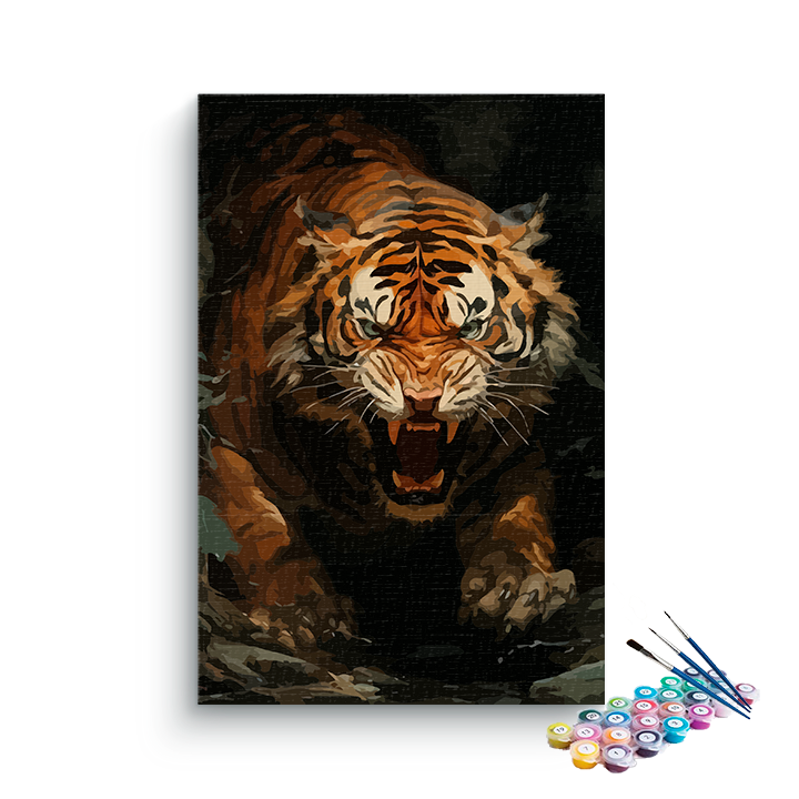 DIY Painting Kit -Angry Tiger Paint by Numbers Kit
