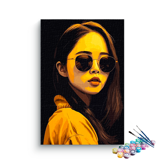 DIY Painting Kit -Asian Beauty with Specs Paint by Numbers Kit