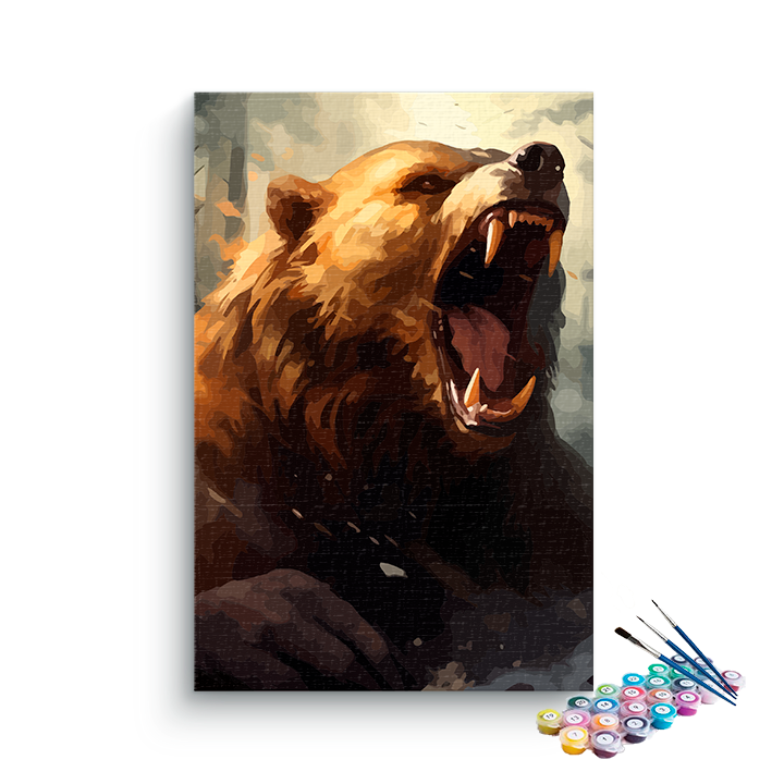 DIY Painting Kit -Bear Screaming Paint by Numbers Kit
