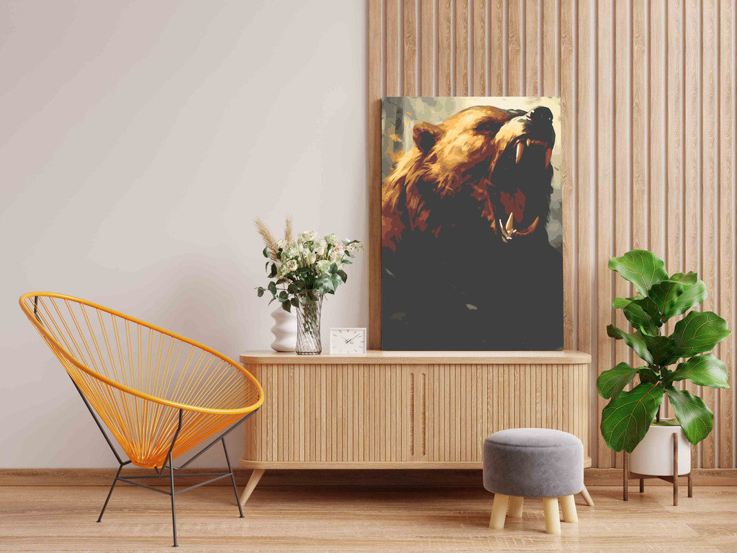 DIY Paint by numbers kit - Bear Screaming Paint by Numbers Kit