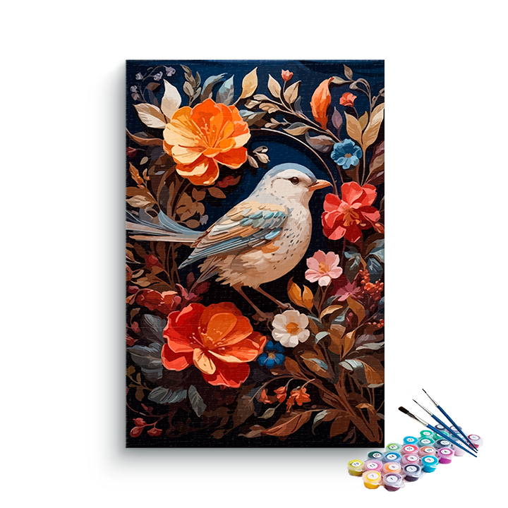 DIY Painting Kit -Bird & Flowers Paint by Numbers Kit
