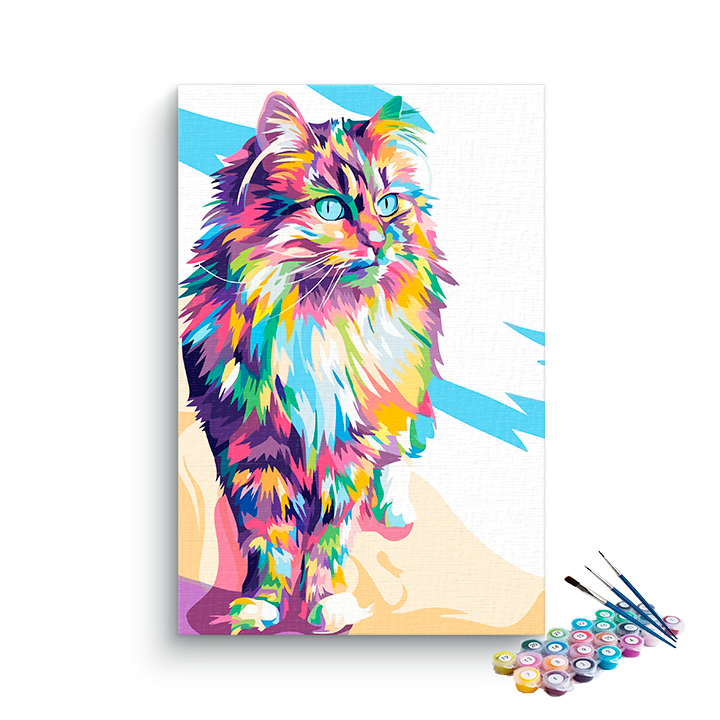DIY Painting Kit -Cat Abstract Standing Paint by Numbers Kit