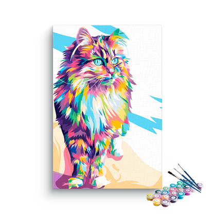 DIY Painting Kit -Cat Abstract Standing Paint by Numbers Kit