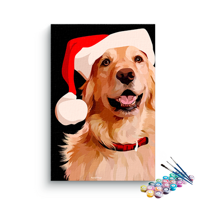 DIY Painting Kit -Christmas Cute Dog Paint by Numbers Kit