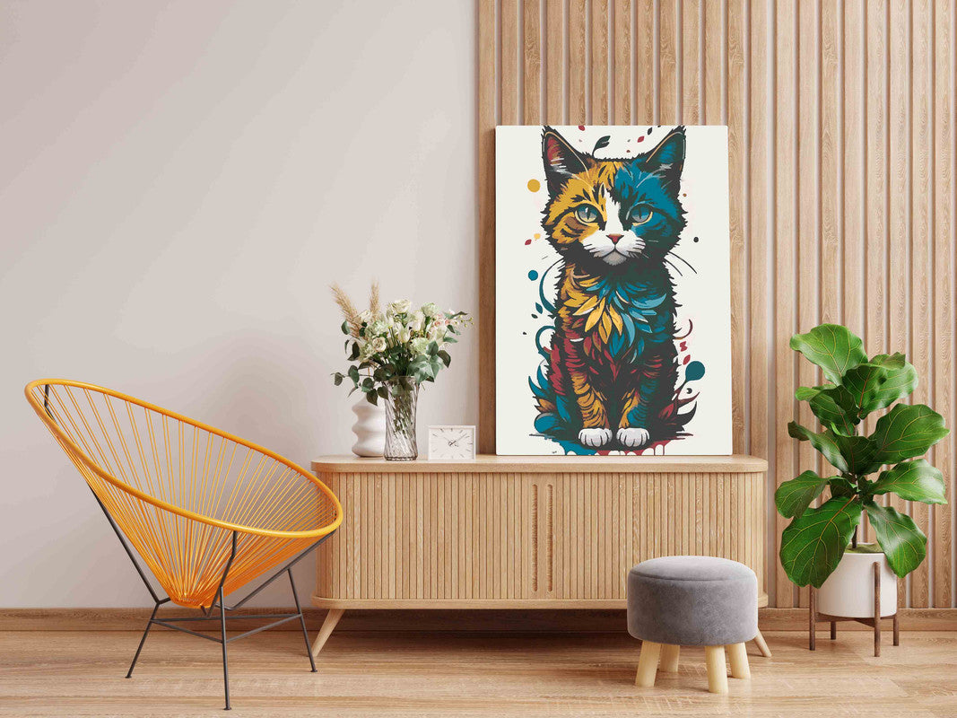 DIY Paint by numbers kit - Colorful Cat sitting Paint by Numbers Kit