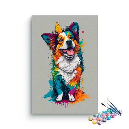 DIY Painting Kit -Colorful Cute dog Paint by Numbers Kit