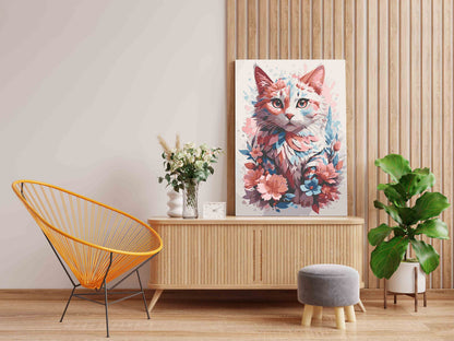 DIY Paint by numbers kit - Curious Flowery Cat Paint by Numbers Kit