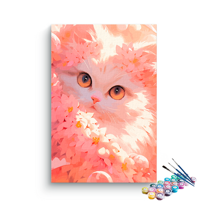 DIY Painting Kit -Cute Pink Cat Paint by Numbers Kit