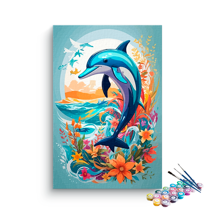 DIY Painting Kit -Dolphin & the sea Paint by Numbers Kit