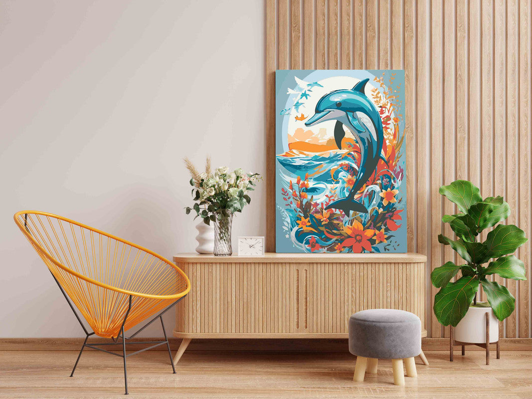 DIY Paint by numbers kit - Dolphin & the sea Paint by Numbers Kit