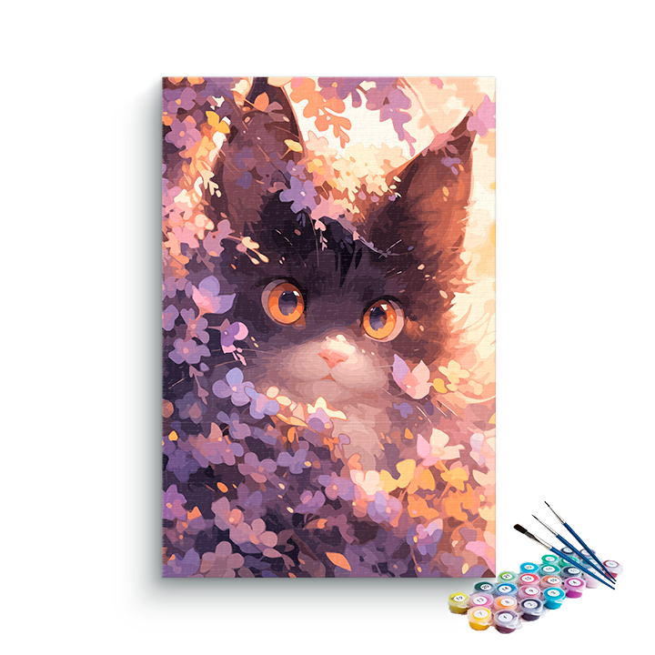 DIY Painting Kit -Kitten in flowers Paint by Numbers Kit