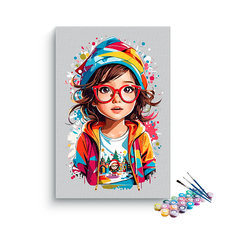 DIY Painting Kit -Little girl with specs Paint by Numbers Kit
