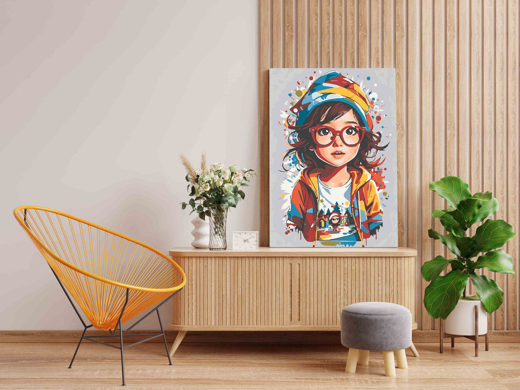 DIY Paint by numbers kit - Little girl with specs Paint by Numbers Kit